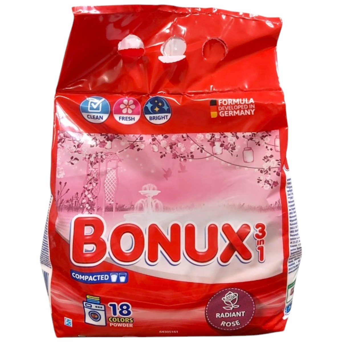 BONUX 3IN1 DETERGENT PUDRA AUTOMAT 1.17KG COLOR RADIANT ROSE 18 SPALARI