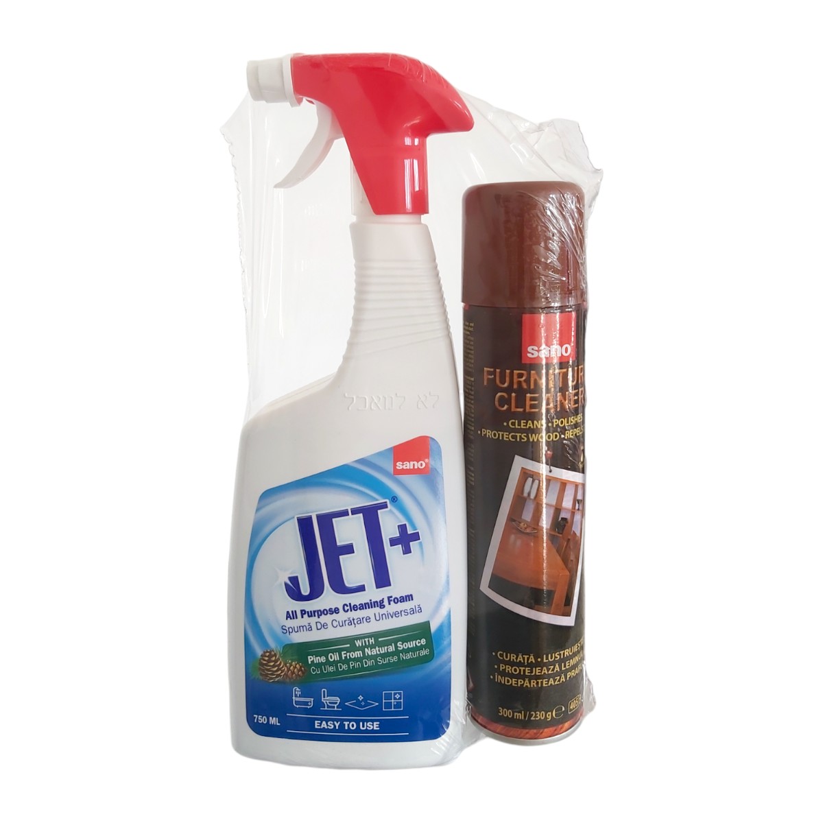 SANO JET SPUMA 750ML CU ULEI DE PIN + SPRAY CURATARE MOBILA 300ML