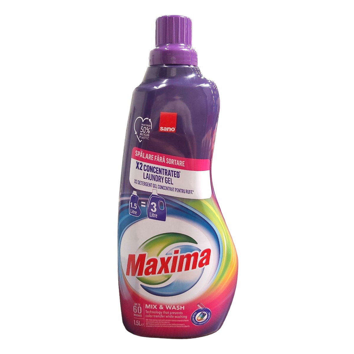 SANO MAXIMA DETERGENT LICHID 1.5L 2X CONCENTRAT MIX&WASH 60 SPALARI