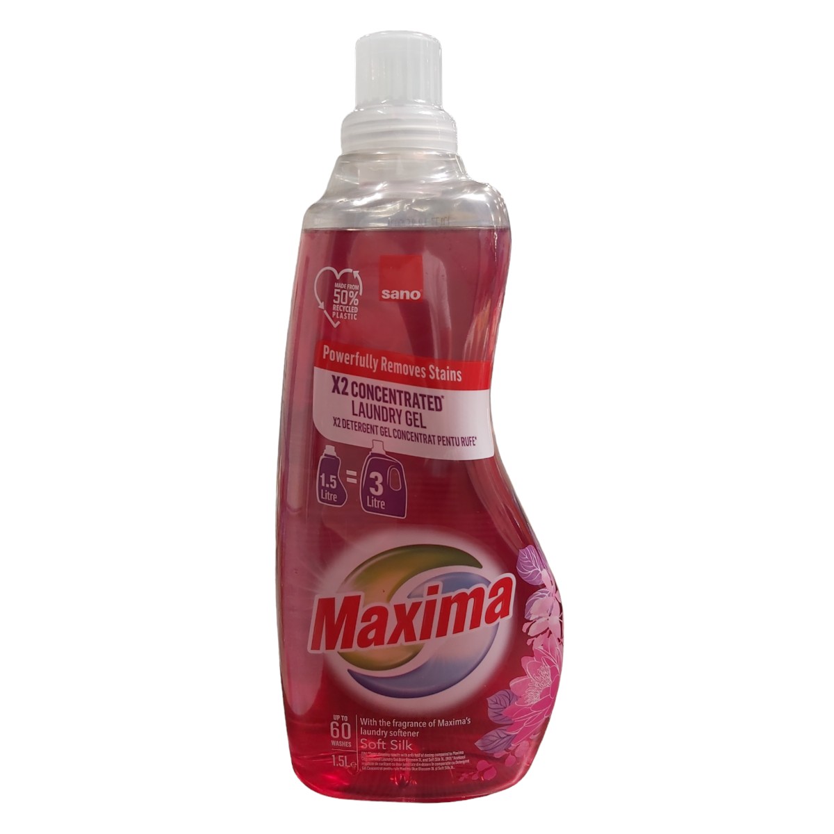 SANO MAXIMA DETERGENT LICHID 1.5L 2X CONCENTRAT SOFT SILK 60 SPALARI