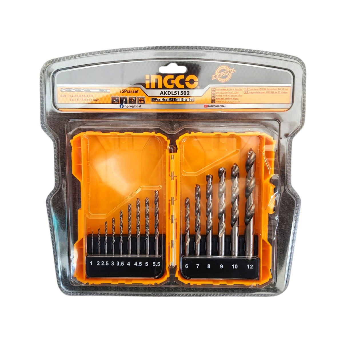 INGCO SET BURGHIE METAL 15PCS M2 AKDL51502