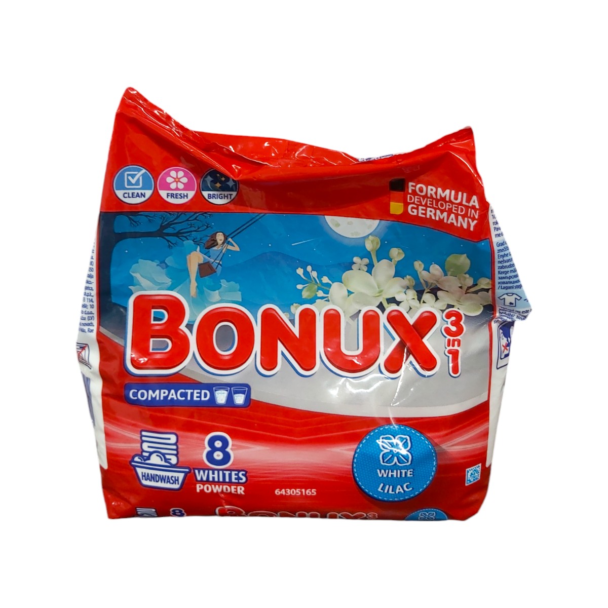 BONUX 3IN1 DETERGENT PUDRA MANUAL 400G WHITE LILIAC 8 SPALARI