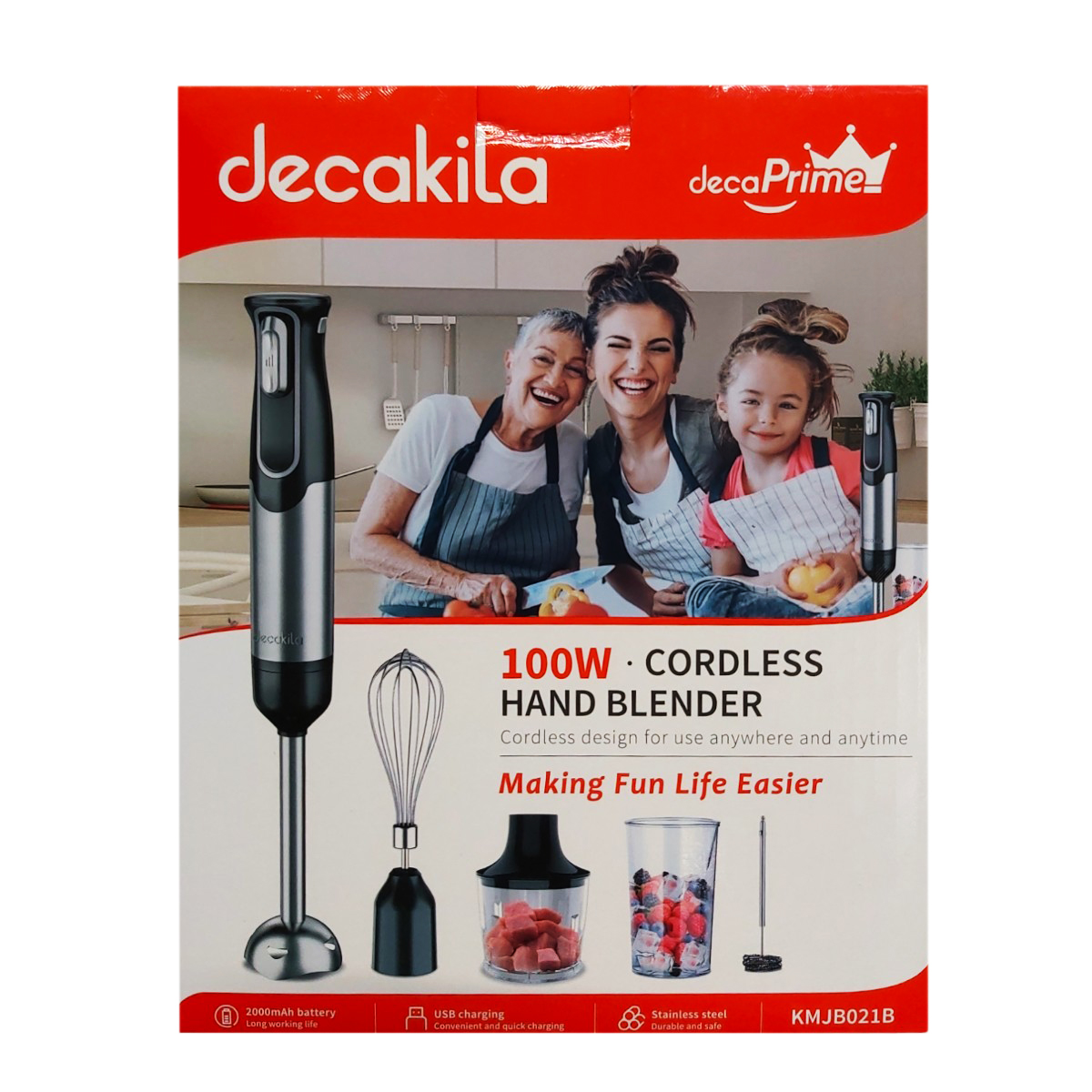 DECAKILA BLENDER CU BATERIE 5IN1 DIVERSE CULORI KMJB021R/KMJB021B