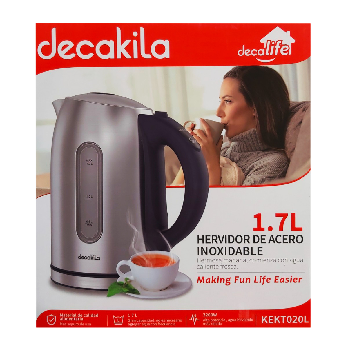 DECAKILA FIERBATOR APA INOX CU TEMPERATURA AJUSTABILA  2200W 1.7L KEKT020L