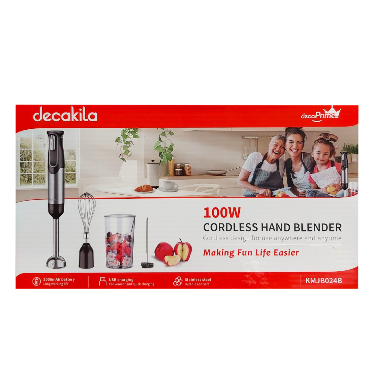 DECAKILA BLENDER CU BATERIE 4IN1 100W DIVERSE CULORI KMJB024R/KMJB024B