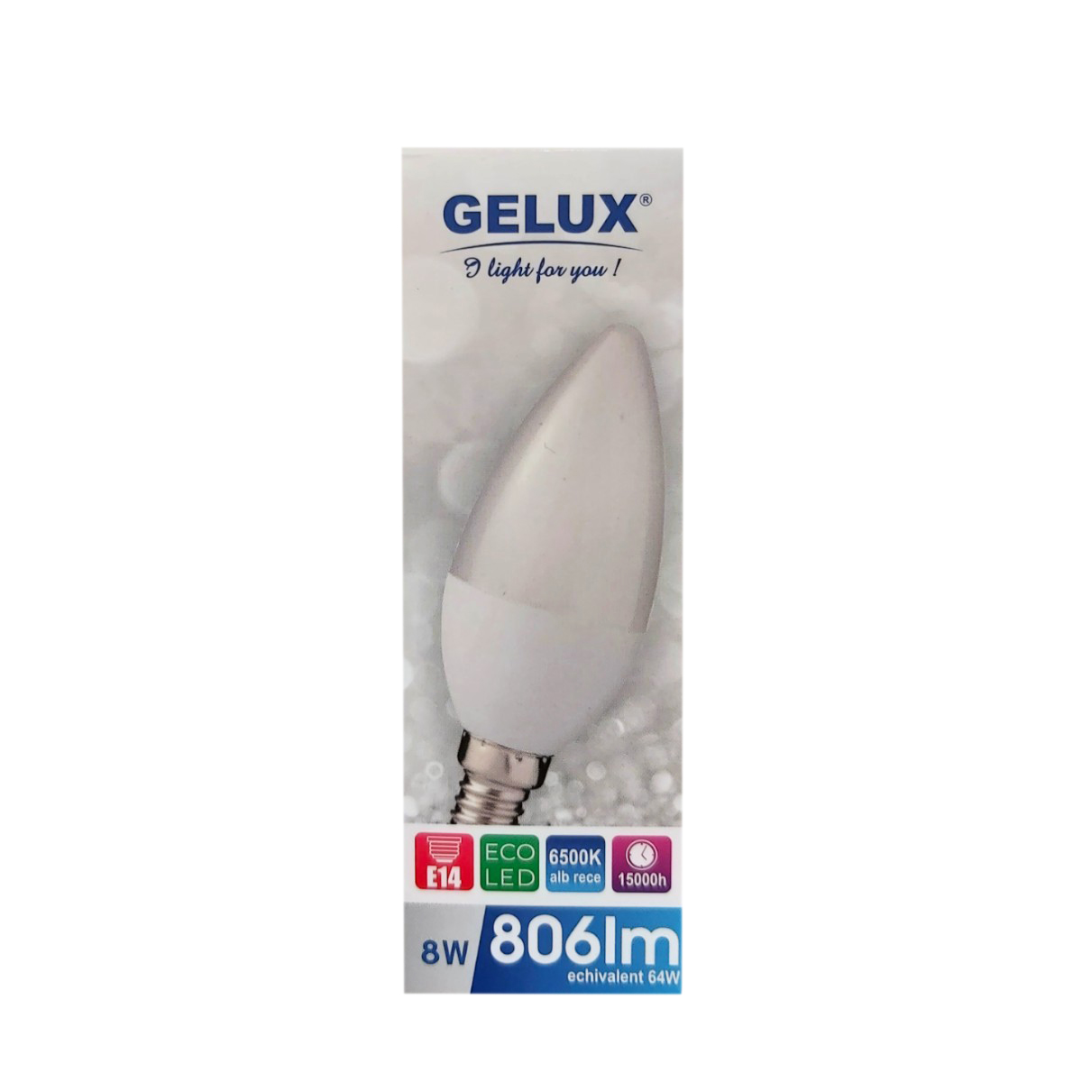 GELUX BEC ECOLED LUMANARE 806 LM 8W E14 6500K GL-LED1C3708SES