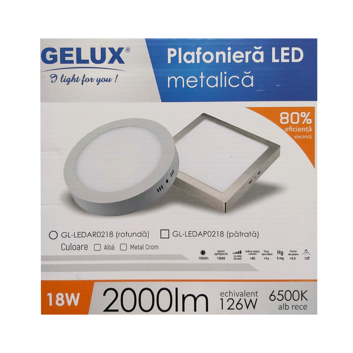 GELUX PLAFONIERA ROTUNDA18W GL-LEDAR0218 6500K