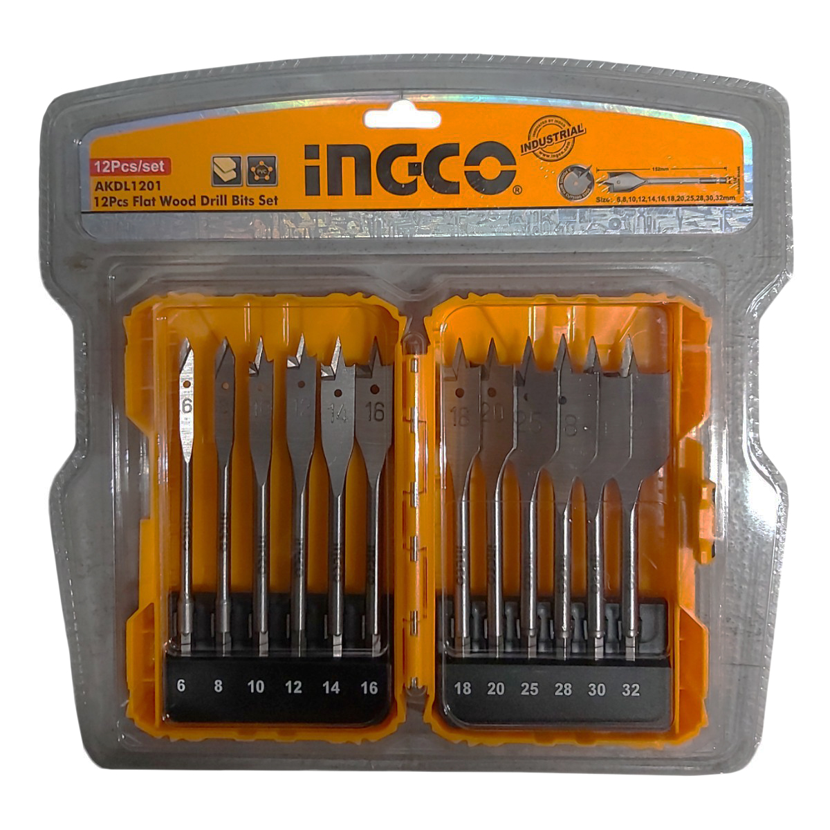INGCO SET BURGHIE PLATE PENTRU LEMN 12PCS AKDL1201