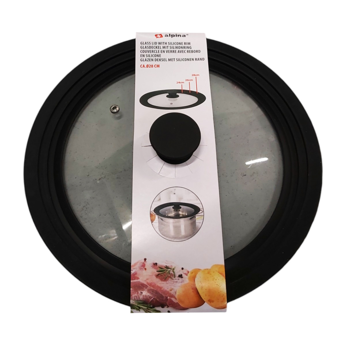 ALPINA CAPAC DE STICLA CU MARGINE DIN SILICON 20/24/26/28CM 77727