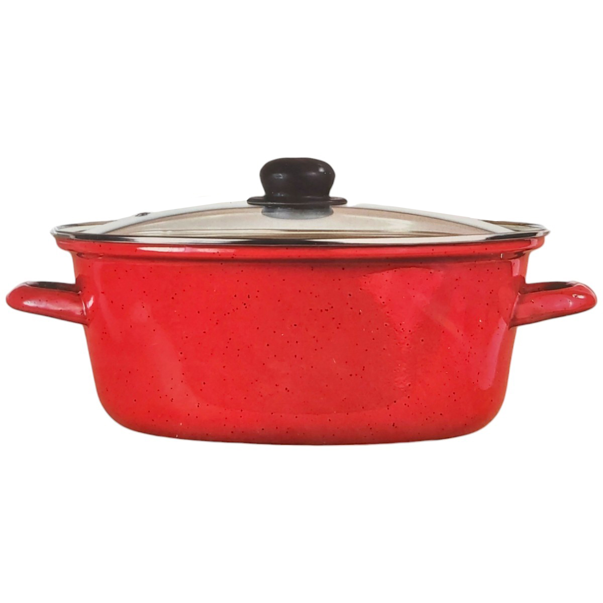 VAS EMAILAT CU CAPAC DE STICLA 28CM 6.5L 323S/28ID/1
