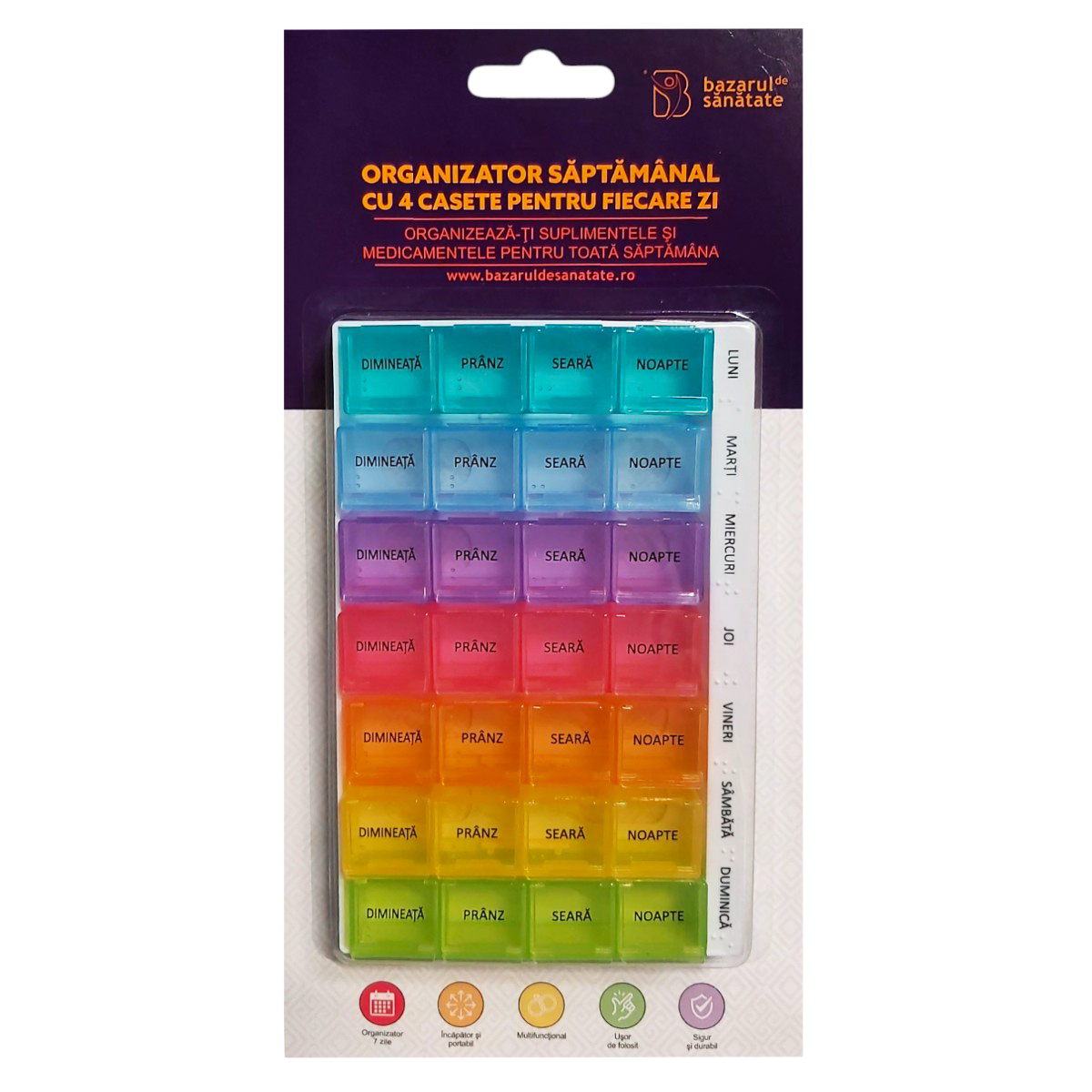 ORGANIZATOR MEDICAMENTE COLOR 28 CASETE