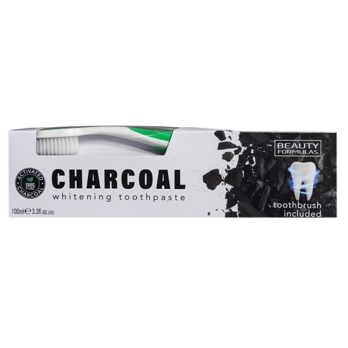 BEAUTY FORMULAS SET PASTA DE DINTI CHARCOAL 100ML+PERIUTA DE DINTI