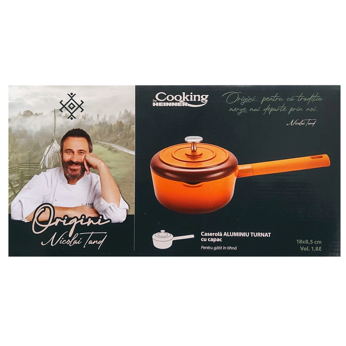 COOKING BY HEINNER CRATITA ALUMINIU CU COADA+CAPAC 18X8.5CM 1.8 LHR-BJK-C18