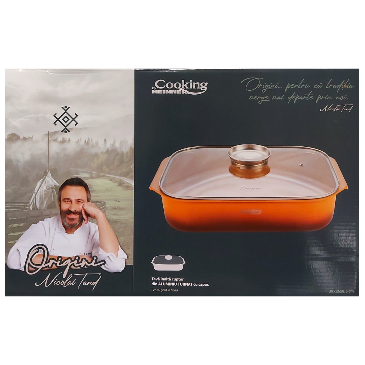 COOKING BY HEINNER TAVA INALTA CUPTOR ALUMINIU+CAPAC 39X26X8.5CM HR-BJK-TV85