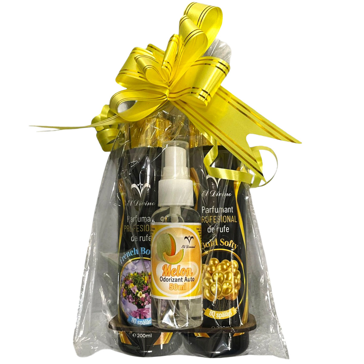 EL DIVINO SET PARFUM RUFE GOLD SOFTY&FRENCH BOUQUET+ODORIZANT AUTO PEPENE/SCANDALOUS
