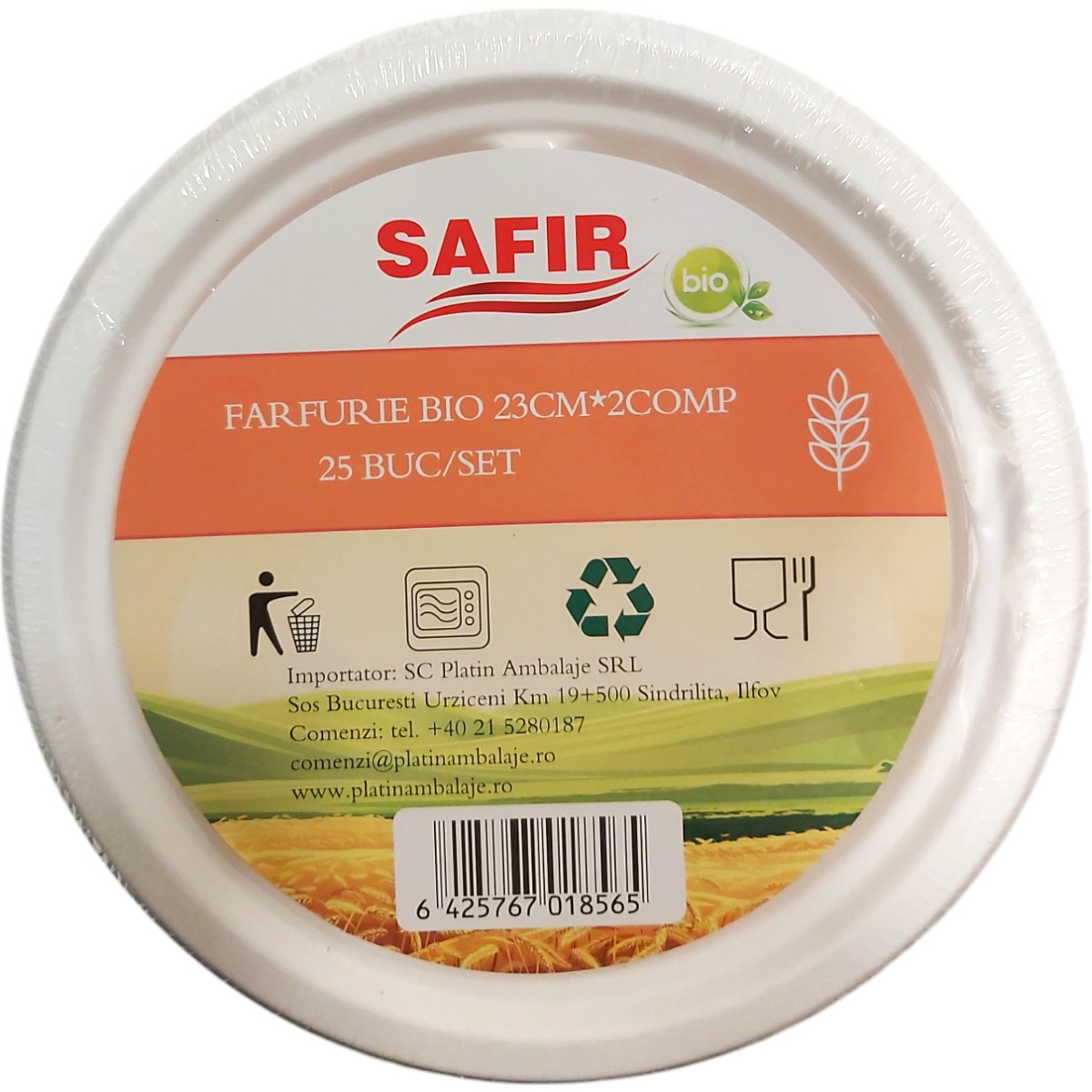 FARFURIE BIO 23CM/2 COMPARTIMENTE 25 BUC/SET