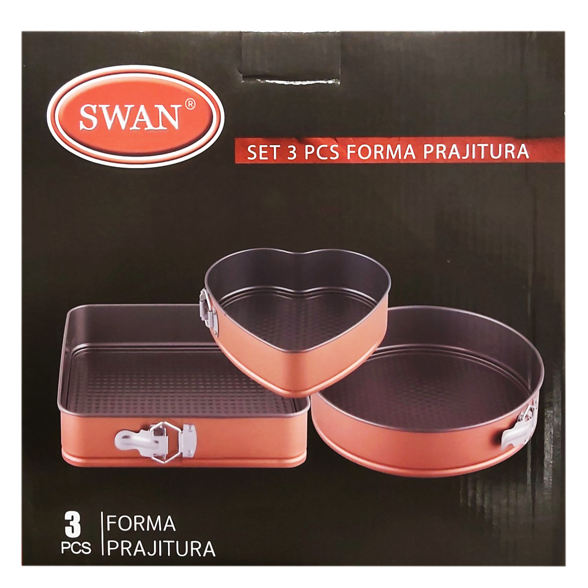 SWAN SET 3PCS FORMA PRAJITURA DIFERITE MODELE 24-26-28CM SW-MLW13