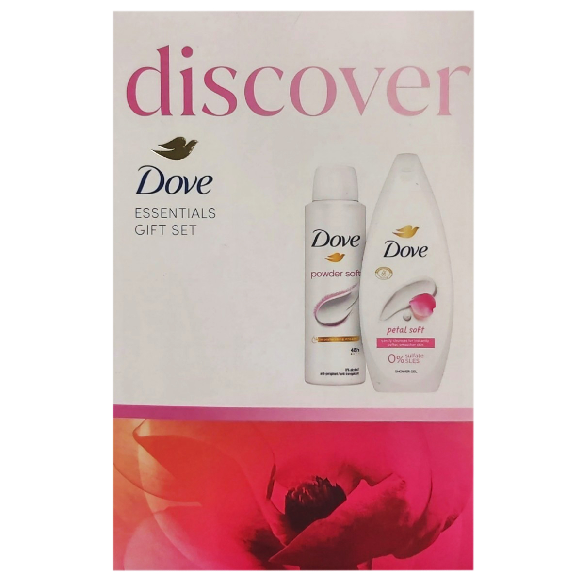 DOVE DISCOVER PETAL GEL DE DUS 250ML+DEO SPRAY 150ML SET CADOU