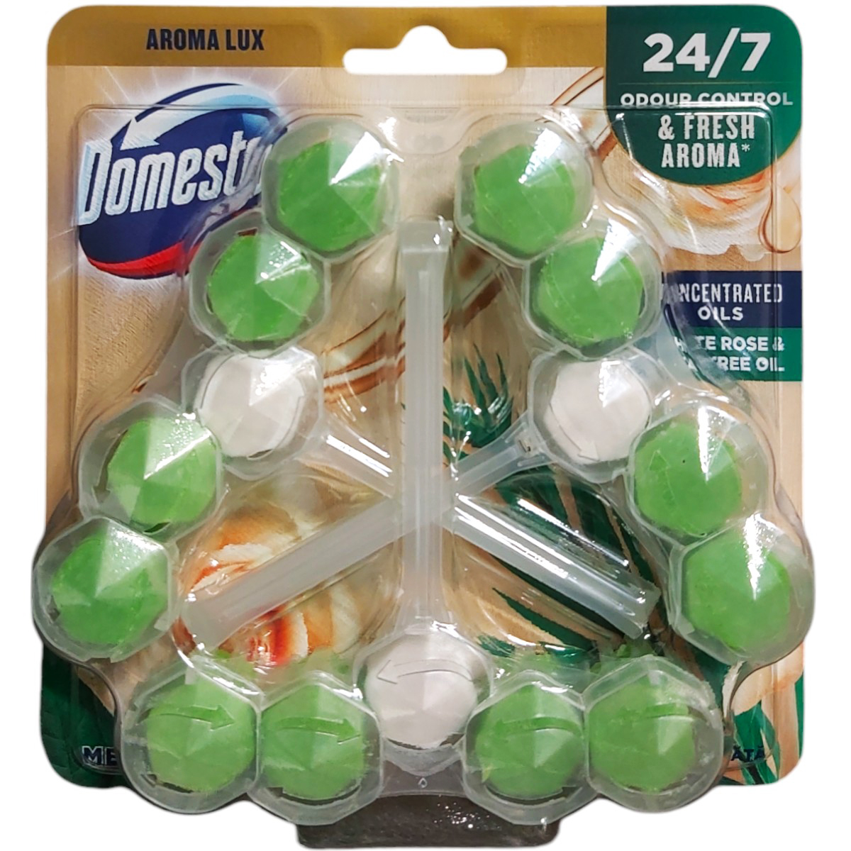 DOMESTOS POWER5 ODORIZANT WC WHITE ROSE&TEA TREE OIL 3X55G