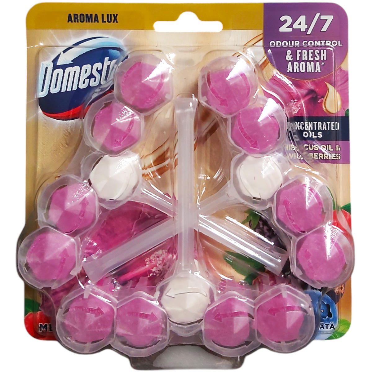 DOMESTOS POWER5 ODORIZANT WC WILD BERRIES&HIBISCUS OIL 3X55G