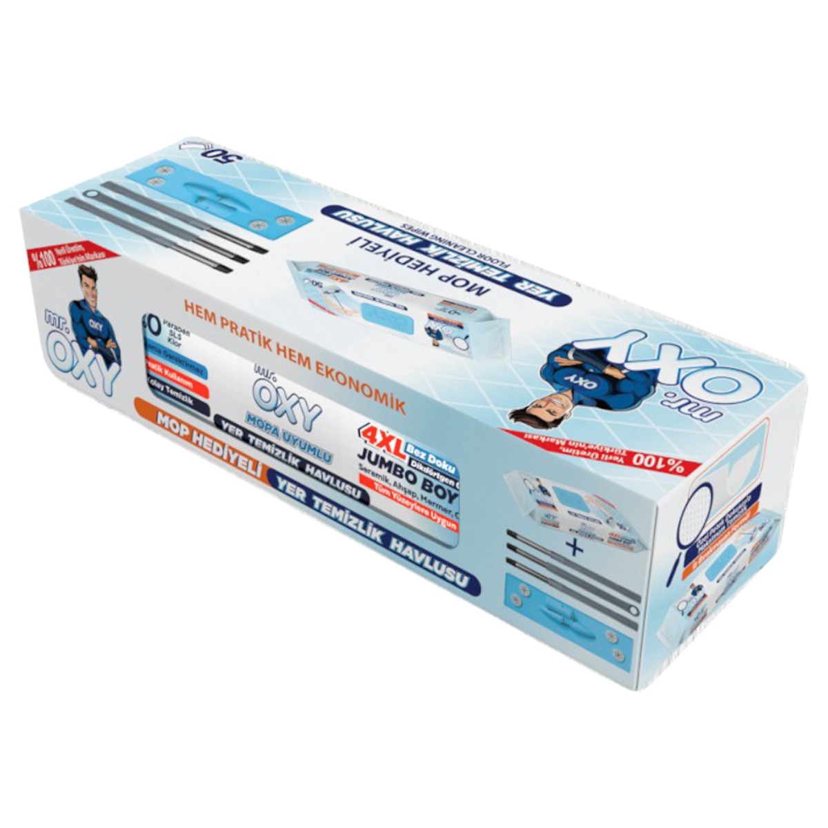 MR. OXI SET MOP+SERVETELE UMEDE 50BUC