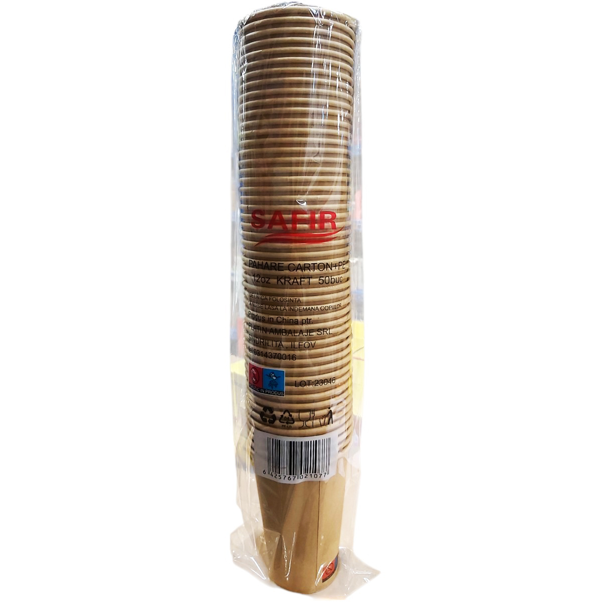 SAFIR PAHARE CARTON  KRAFT 12 OZ 50 BUC/SET