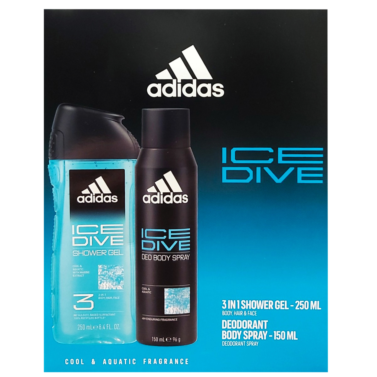 ADIDAS MEN ICE DIVE DEO SPRAY150ML+SG250ML SET CADOU