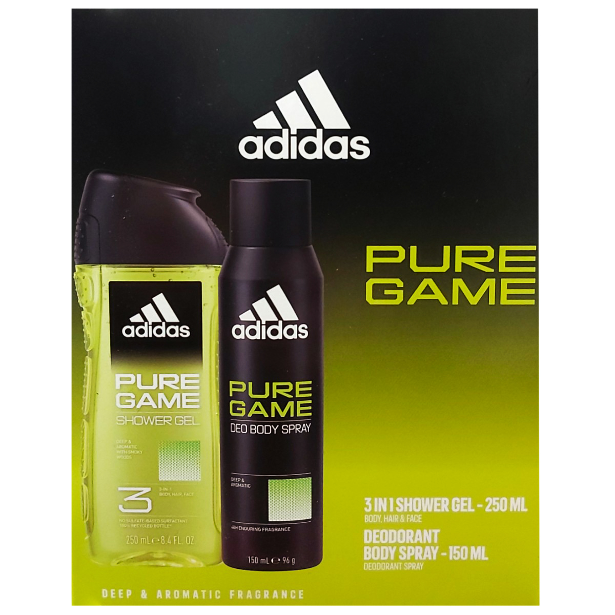 ADIDAS MEN PURE GAME DEO SPRAY150ML+SG250ML SET CADOU