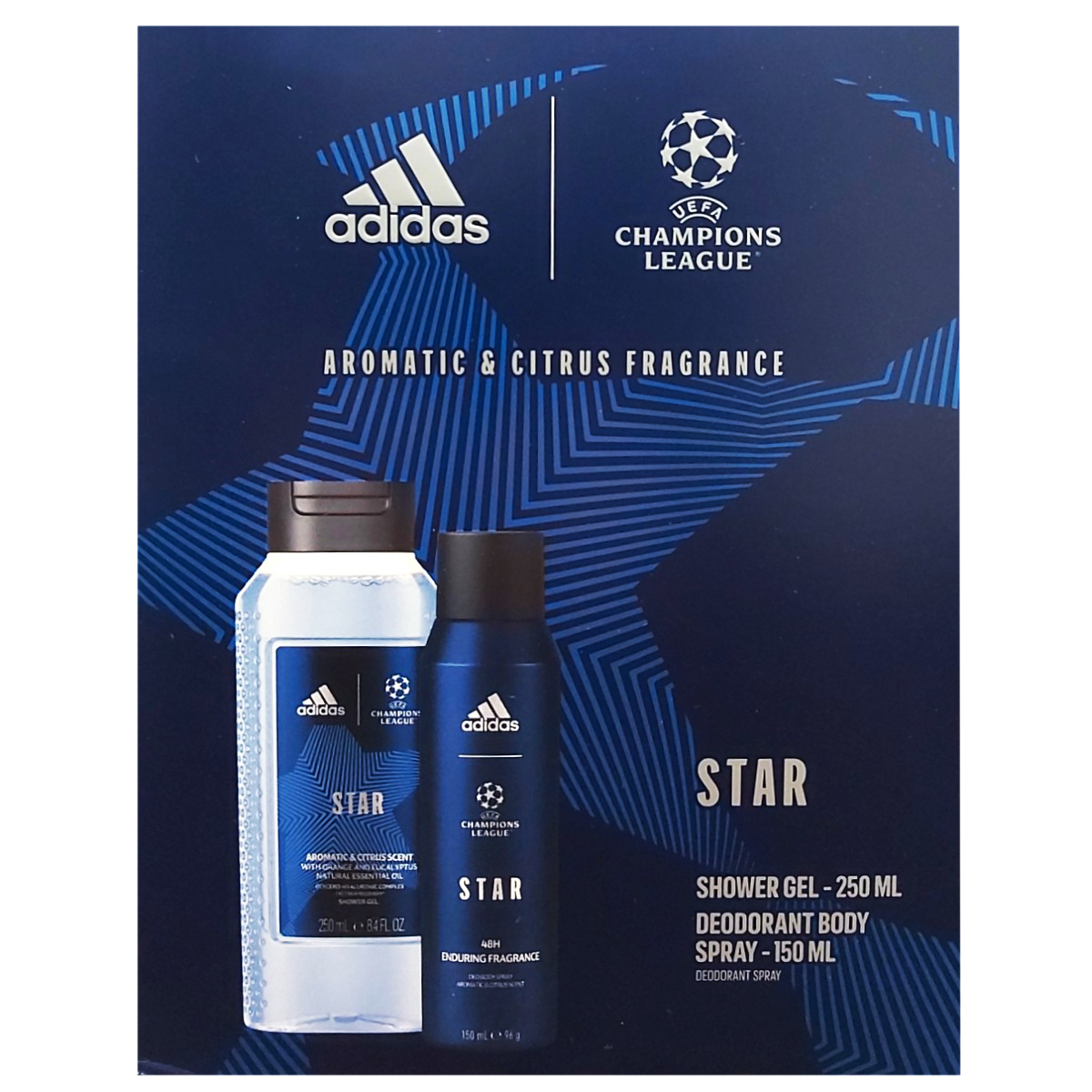ADIDAS MEN UEFA STAR DEO SPRAY150ML+SG250ML SET CADOU