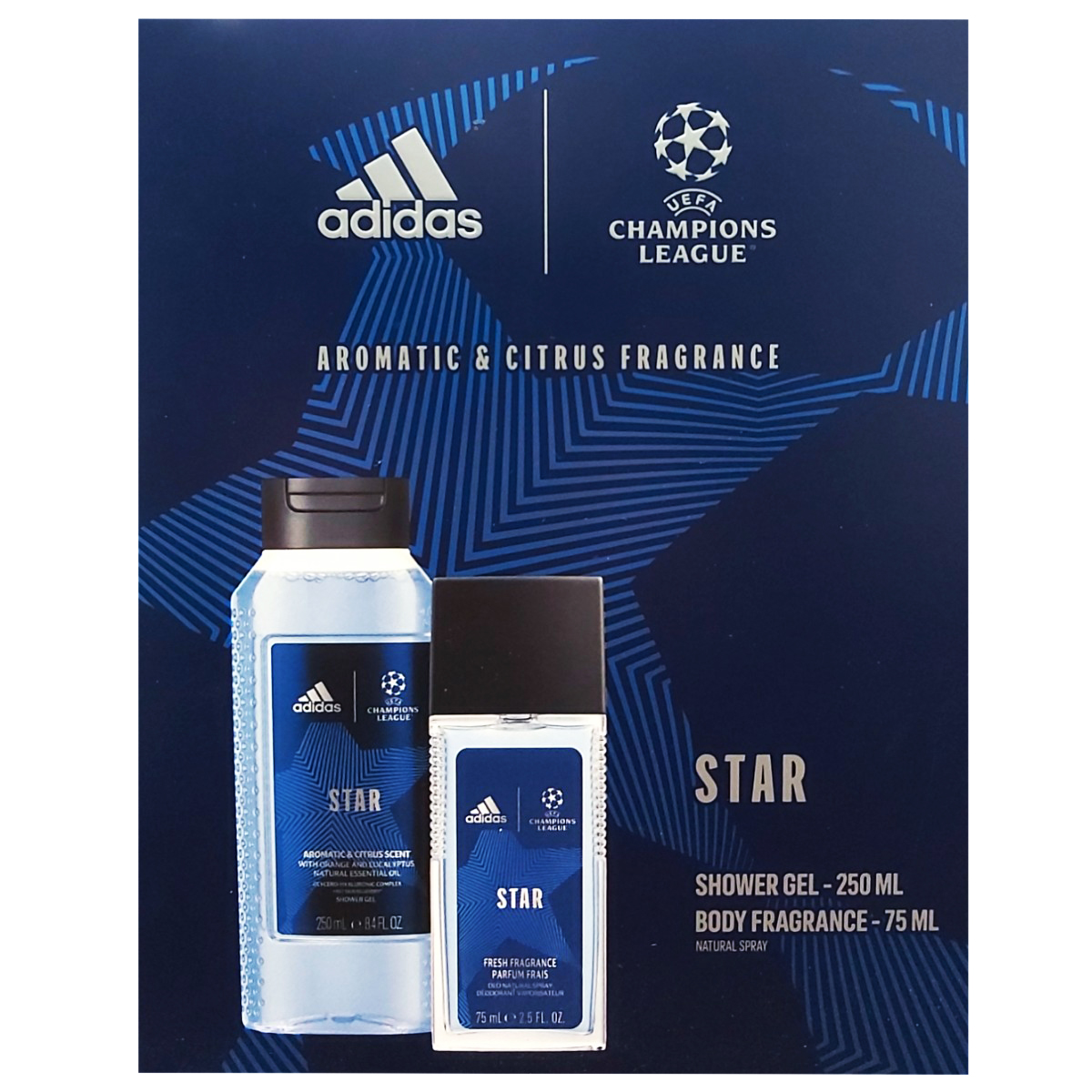 ADIDAS MEN UEFA STAR DNS75ML+SG250ML SET CADOU
