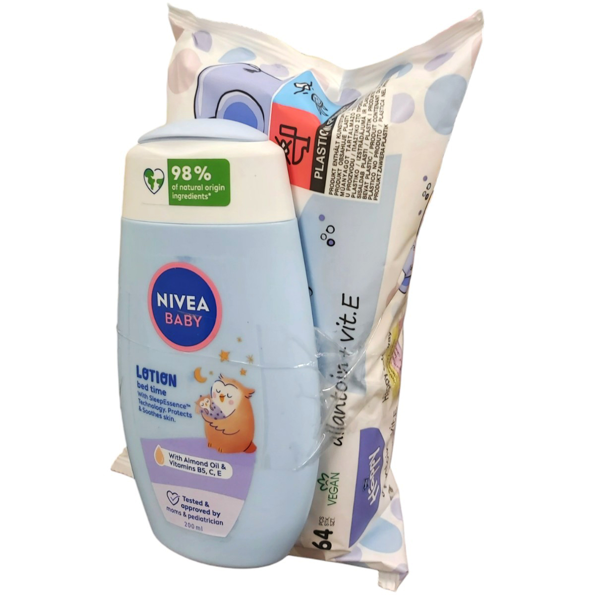 PACHET NIVEA BABY LOTIUNE CORP 200ML+SERVETELE UMEDE HAPPY