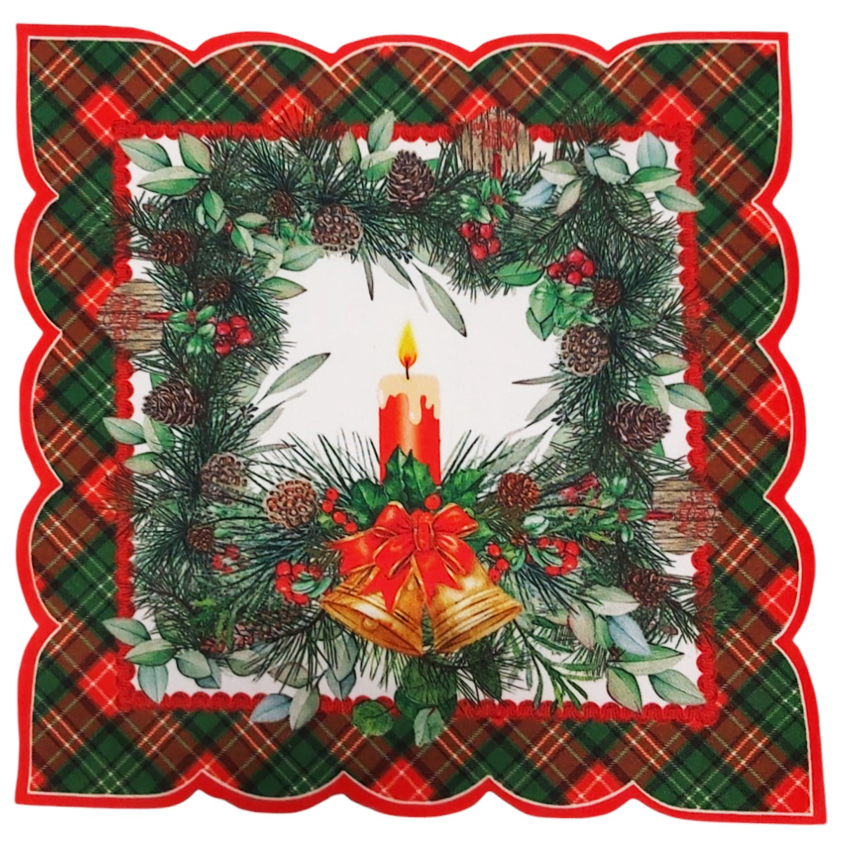 NAPRON DE MASA  POLYESTER DECOR CRACIUN 30X30CM 12BUC/SET