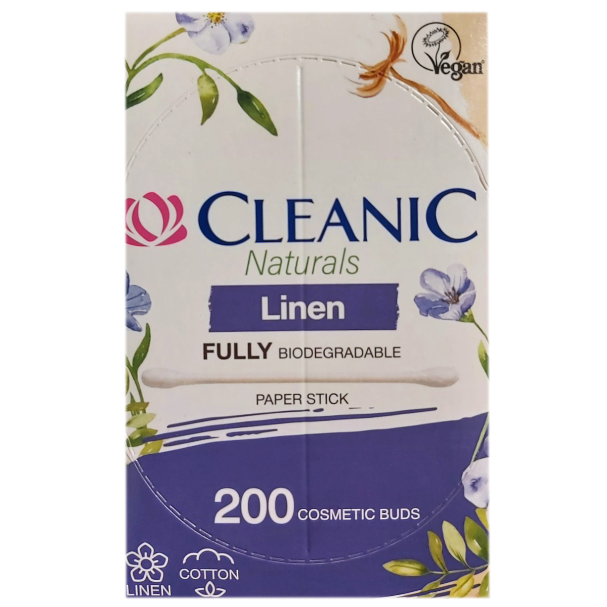 CLEANIC NATURALS BETISOARE DE URECHI CUTIE LINEN 200BUC