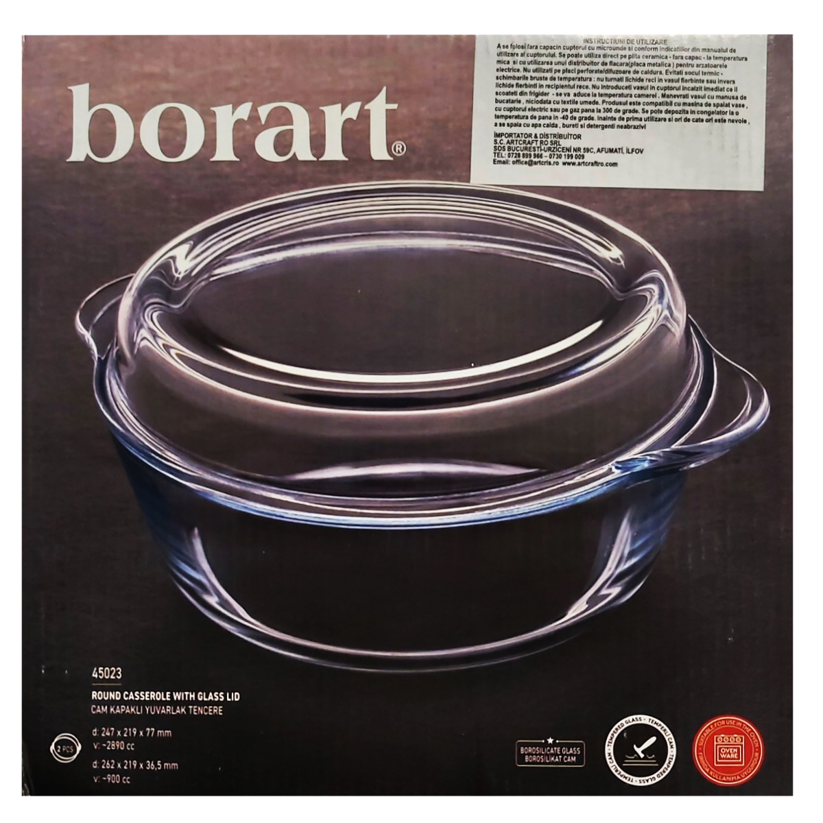 BORART VAS TERMOREZISTENT CU CAPAC 2.89L ROTUND 45023