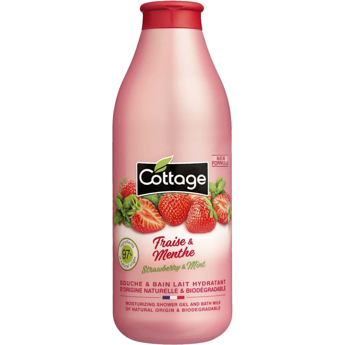 COTTAGE GEL DE DUS&LAPTE BAIE CAPSUNI&MENTA 750ML