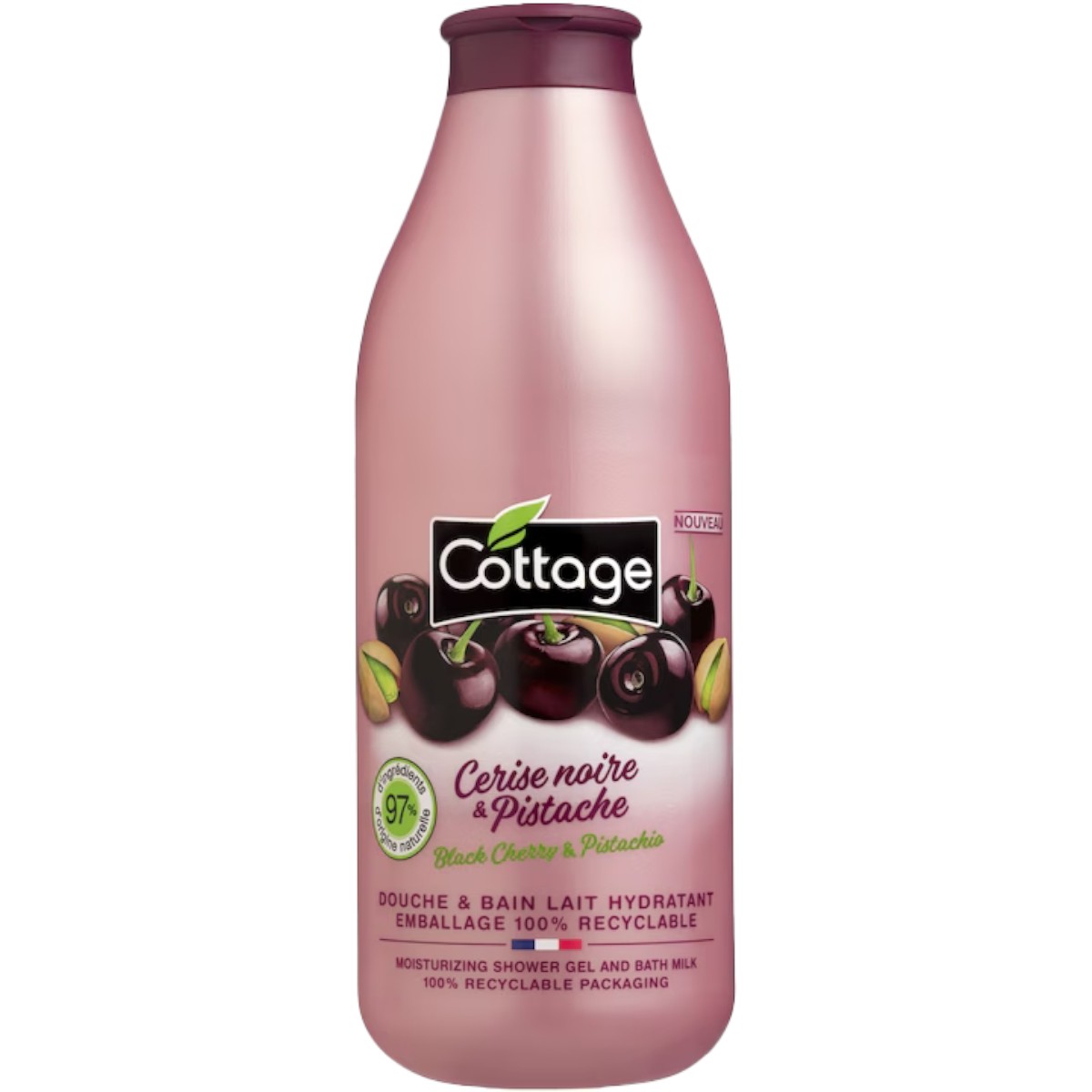 COTTAGE GEL DE DUS&LAPTE BAIE CIRESE NEGRE&FISTIC 750ML