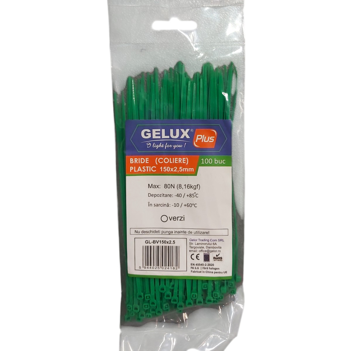 COLIER PLASTIC VERDE 100BUC GL-BV150X2.5