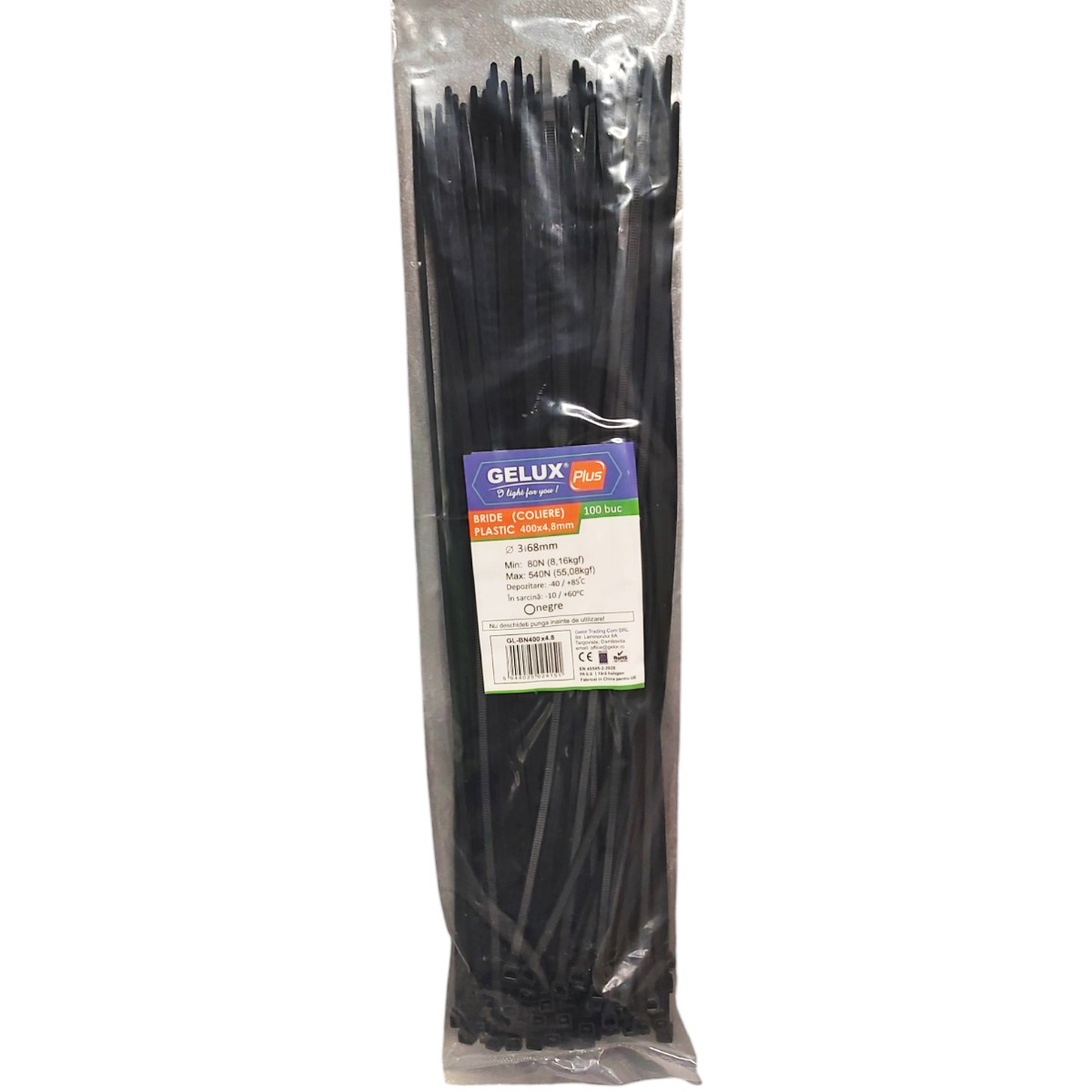 COLIER PLASTIC NEGRU 100BUC GL-BN400X4.8