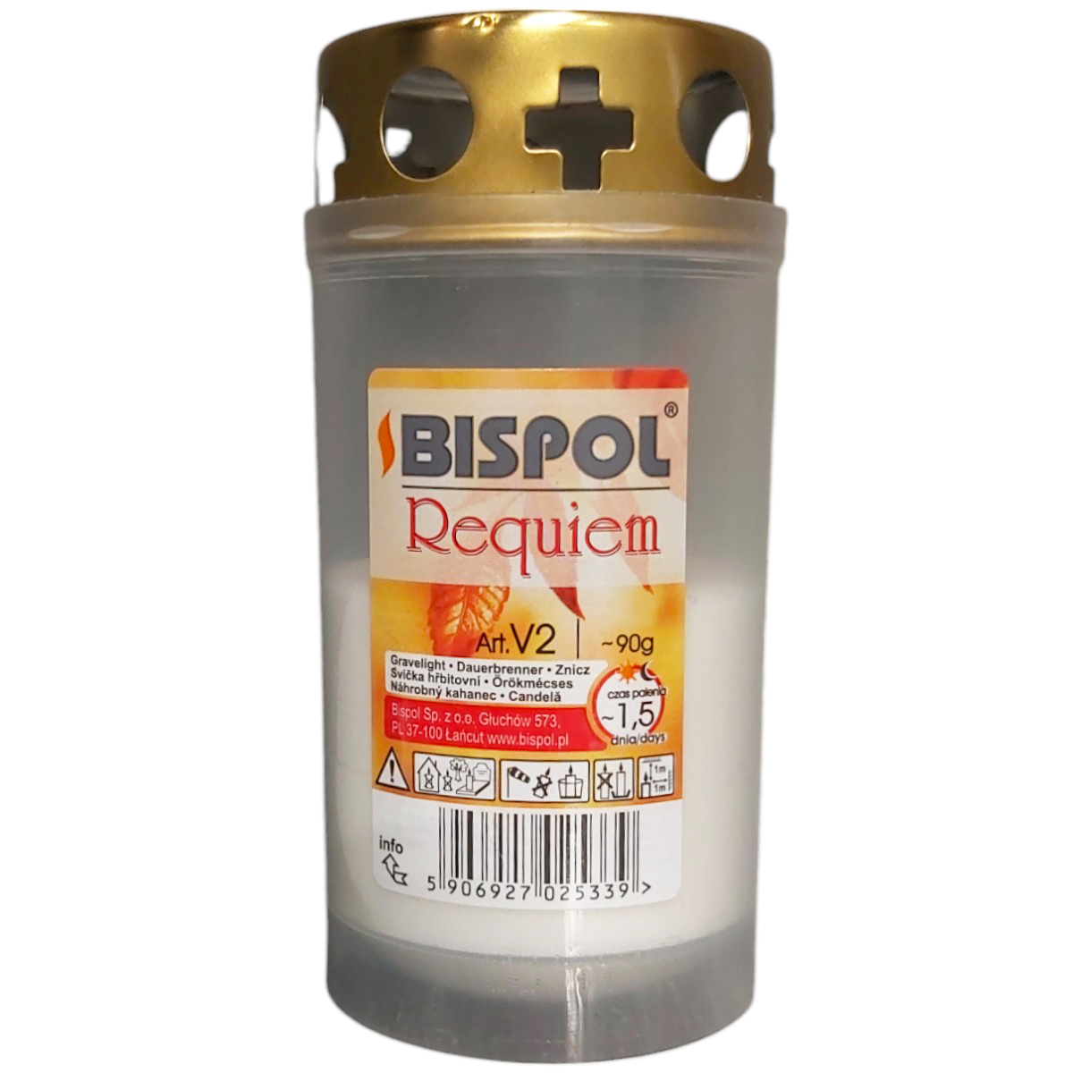 CANDELA BOLSIUS DIN PLASTIC CU CAPAC ALB V2