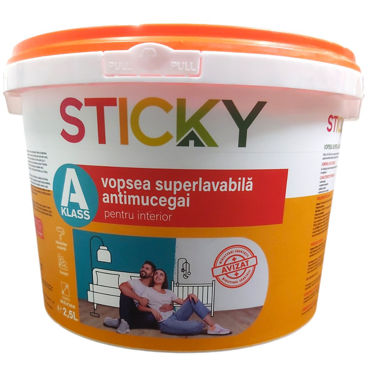 STICKY AKLASS VOPSEA SUPERLAVABILA INTERIOR ANTIMUCEGAI 2.5L