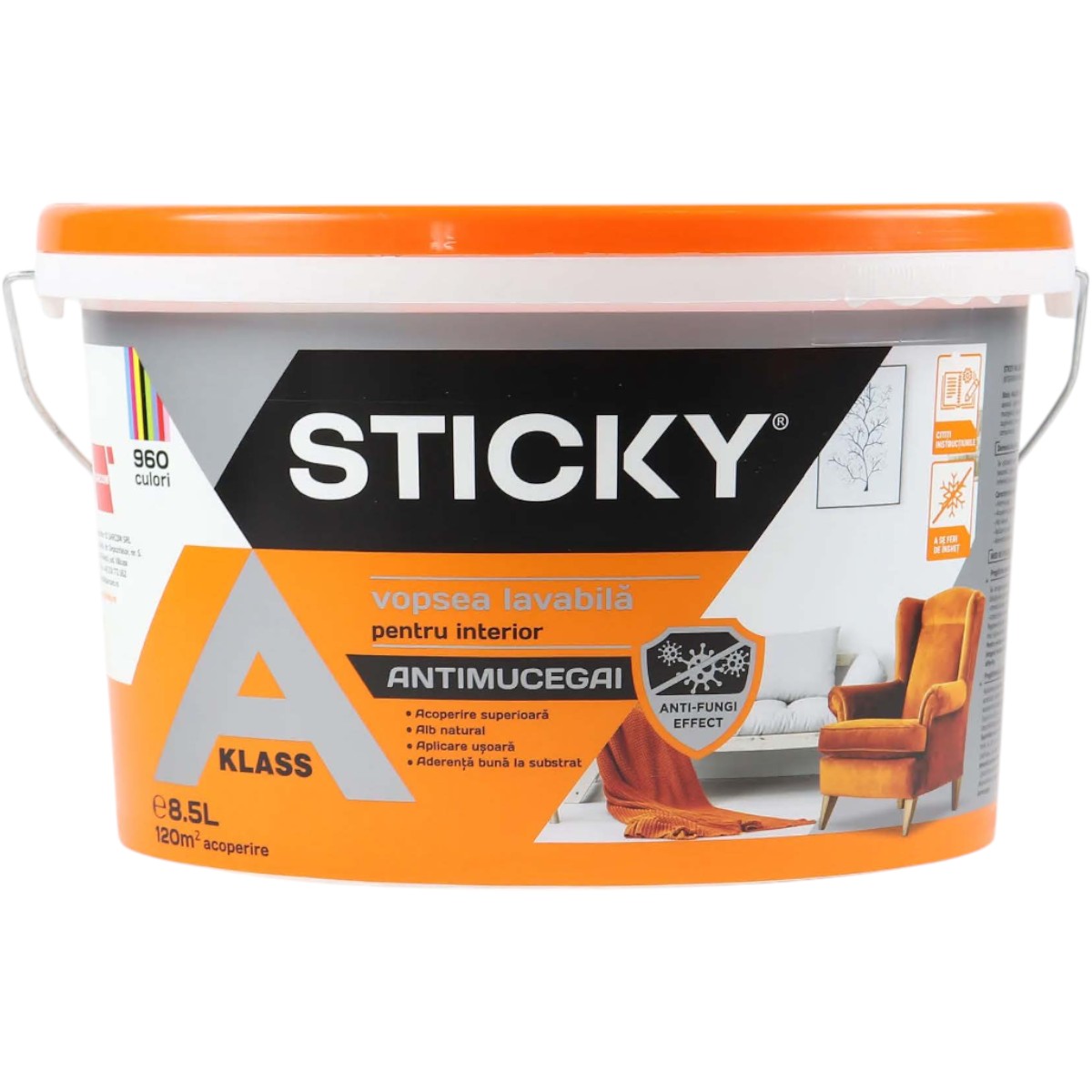 STICKY AKLASS VOPSEA SUPERLAVABILA INTERIOR ANTIMUCEGAI 8.5L