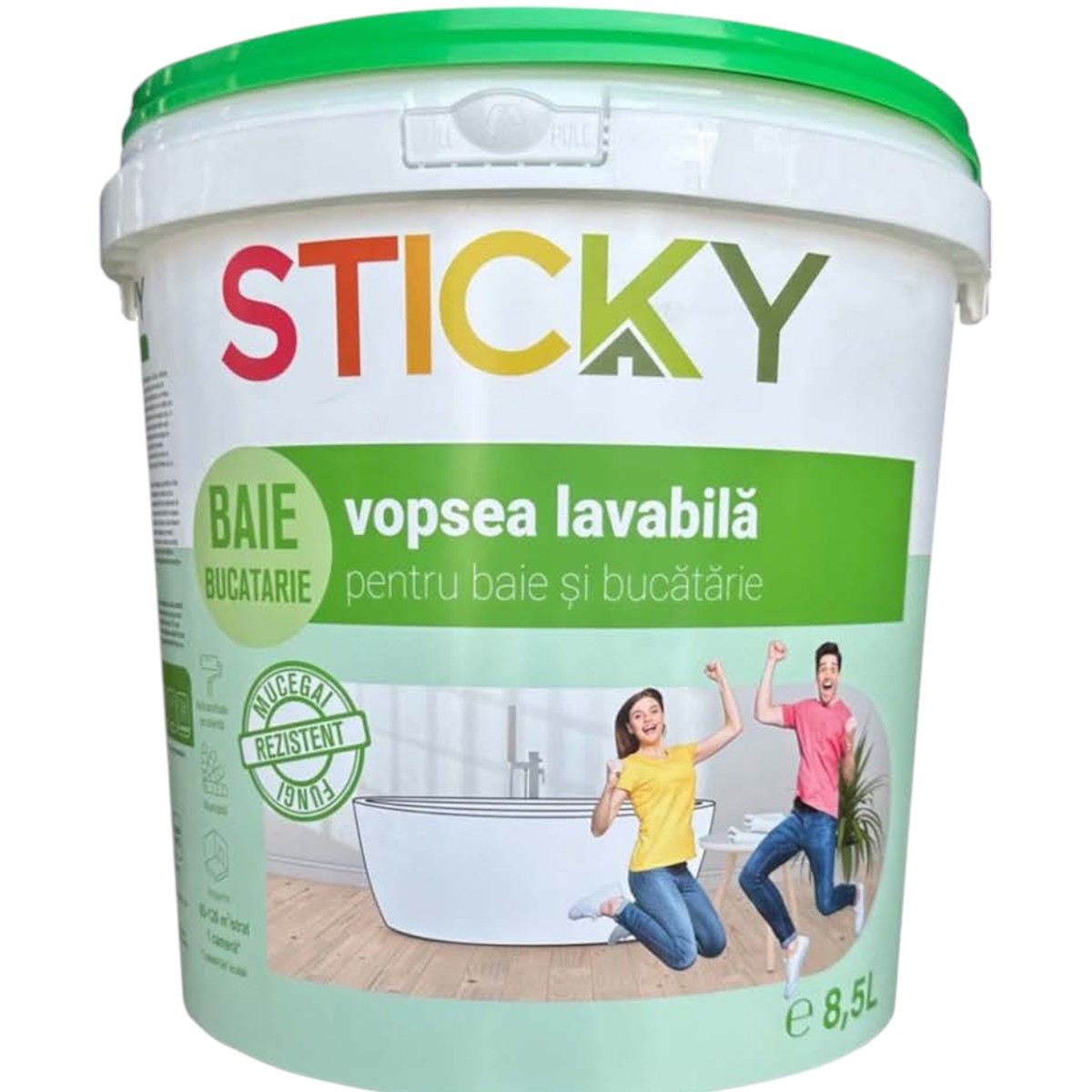 STICKY VOPSEA LAVABILA BAIE SI BUCATARIE ANTIMUCEGAI 8.5L