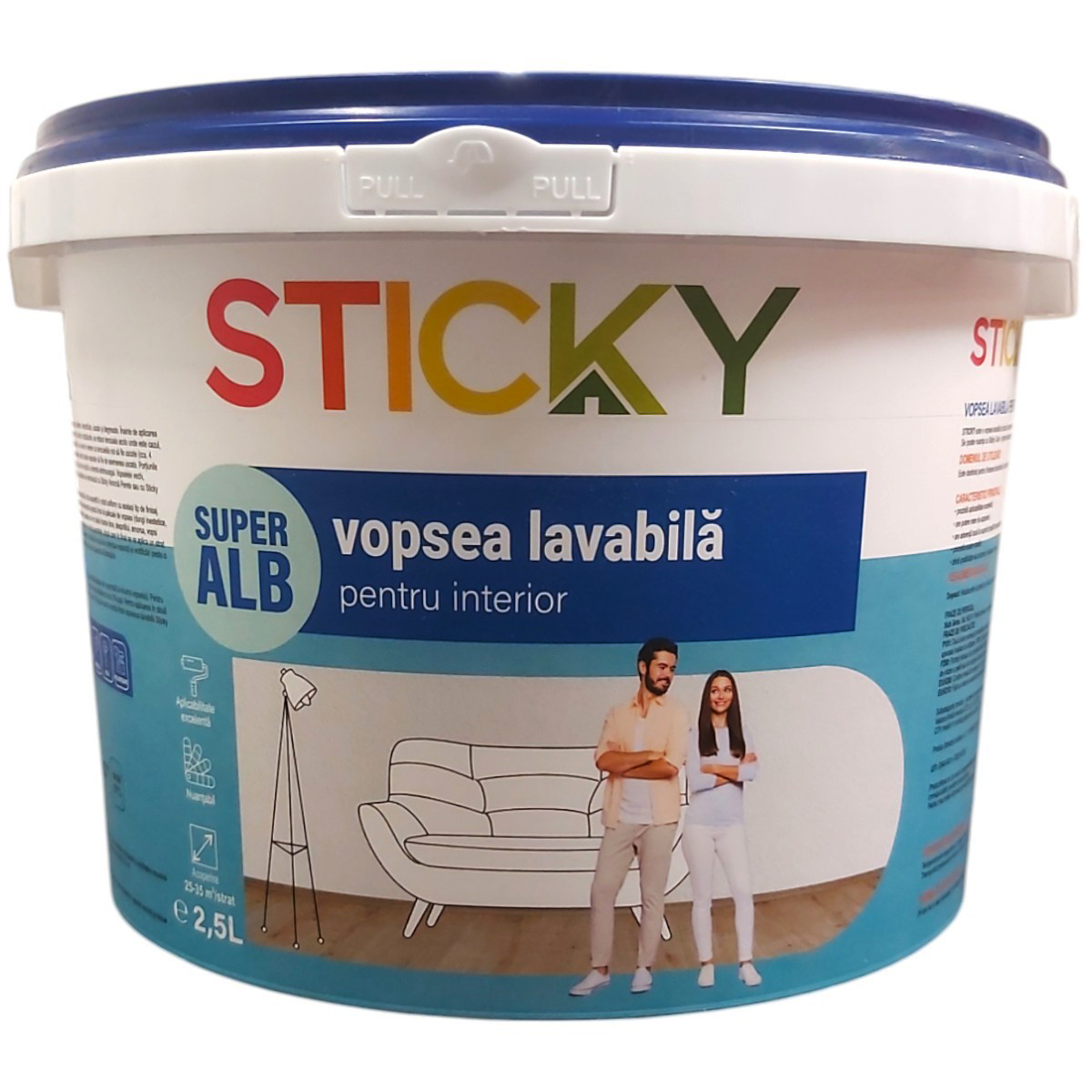 STICKY VOPSEA LAVABILA INTERIOR ALB 2.5L