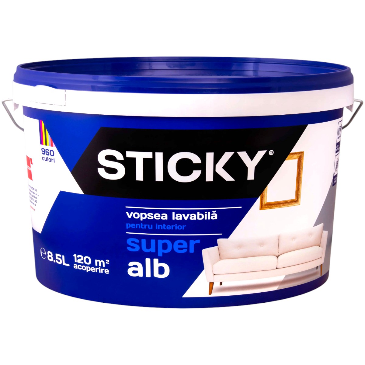 STICKY VOPSEA LAVABILA INTERIOR ALB 8.5L