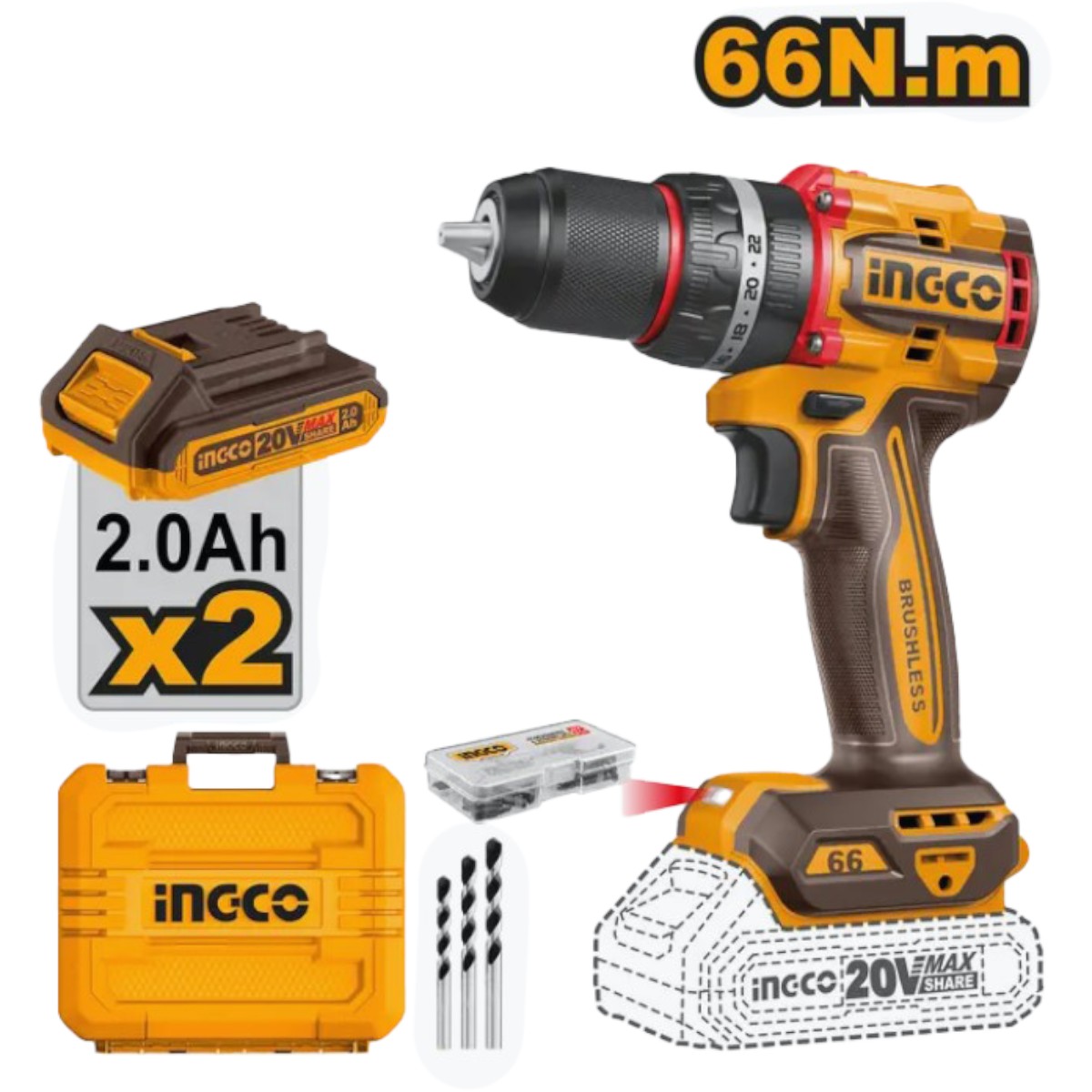 BORMASINA 20V CU IMPACT 66Nm CU 2 ACUMULATORI CIDLI20668E