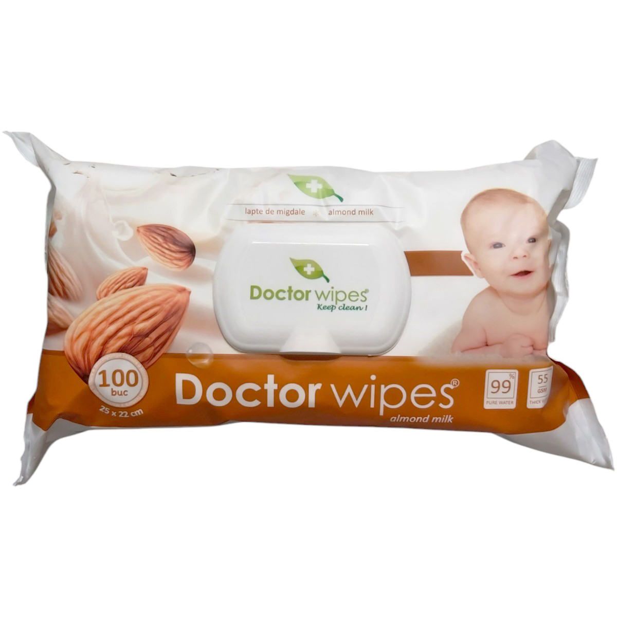 DOCTOR WIPE\'S SERVETELE UMEDE JUMBO BABY ALMOND 100BUC