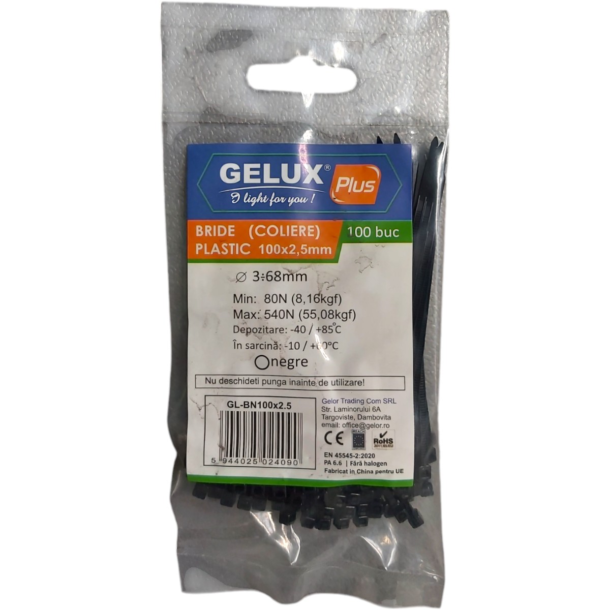 COLIER PLASTIC NEGRU 100BUC GL-BN100X2.5