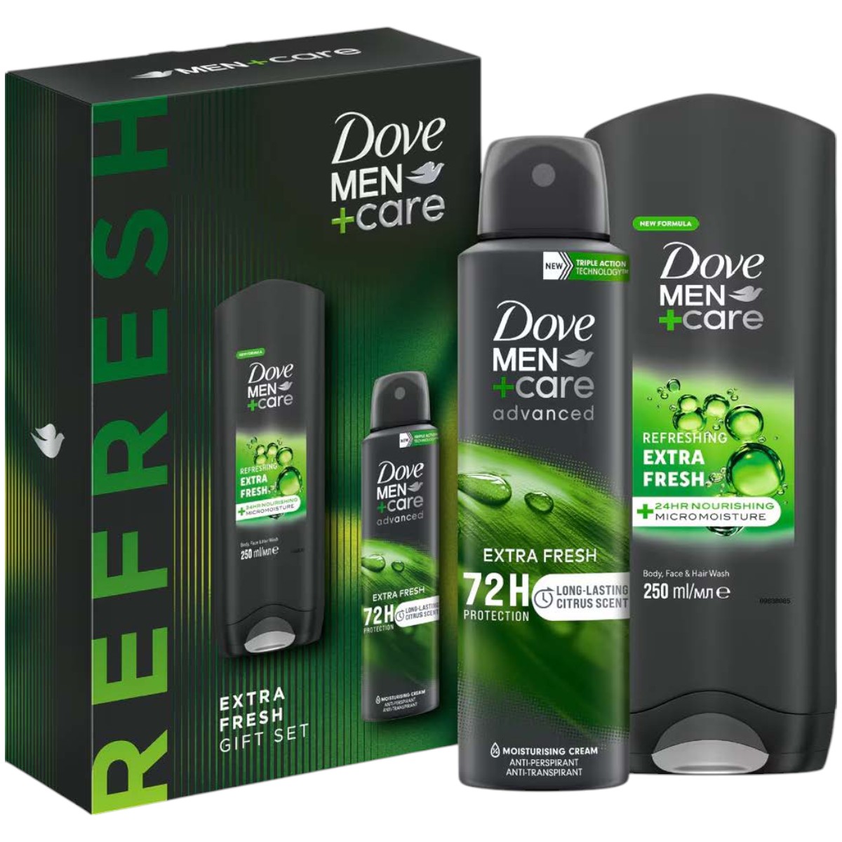 DOVE MEN+CARE REFRESH DEO SPRAY 150ML+GEL DUS 250ML SET CADOU