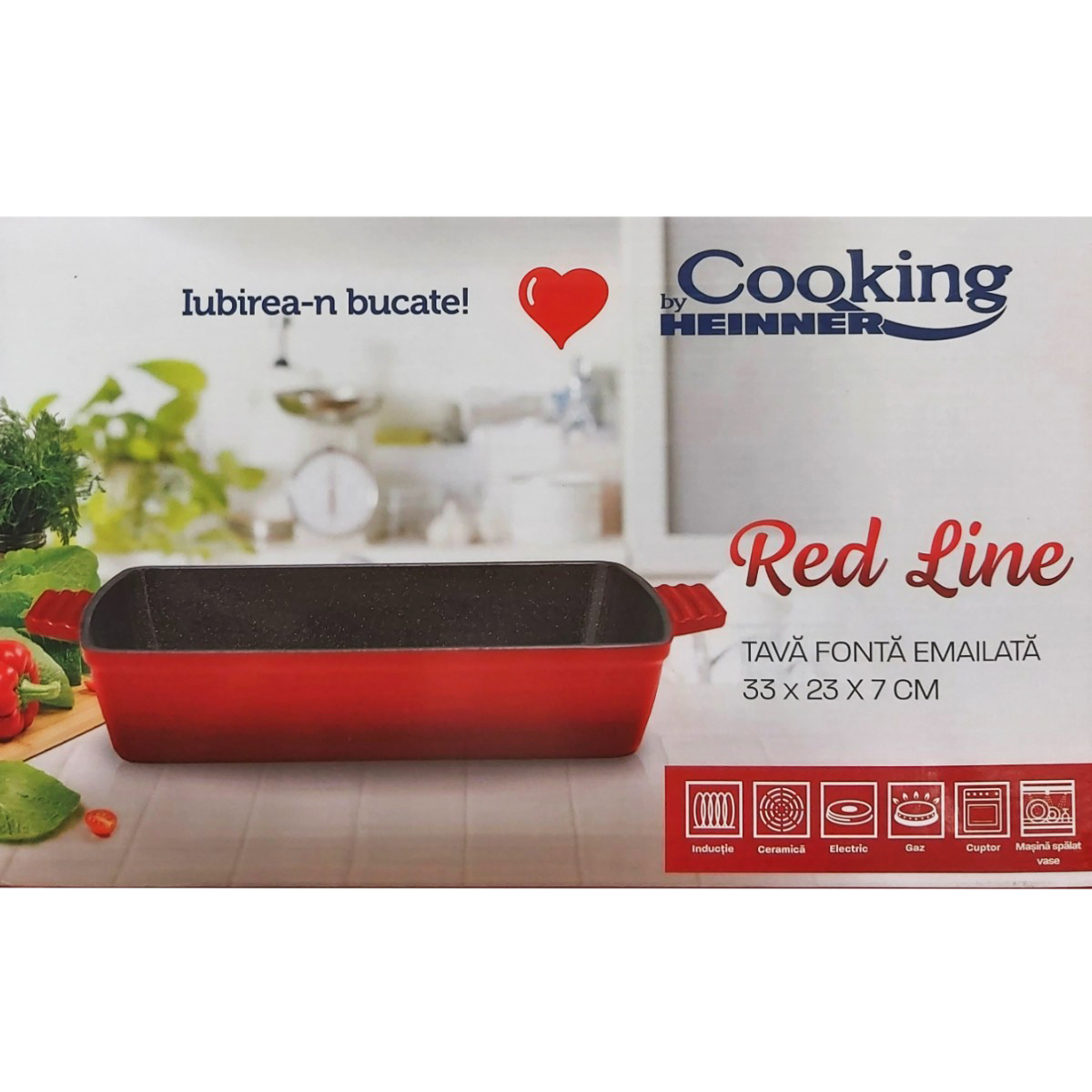 COOKING BY HEINNER RED LINE TAVA FONTA EMAILATA 33X23X7CM HR-KN-TV33