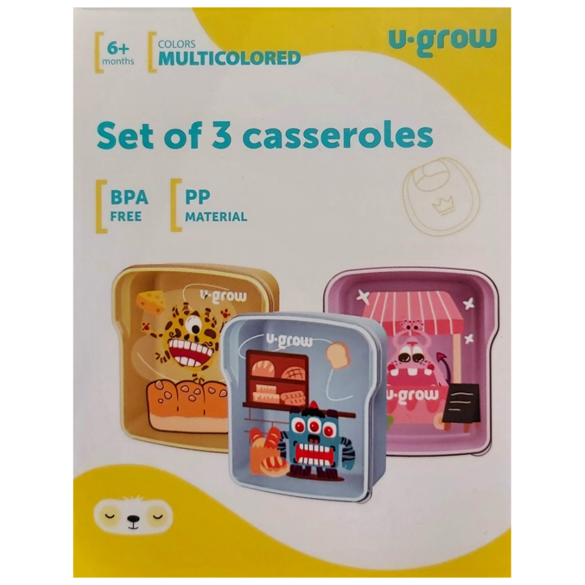 U-GROW SET 3 CASEROLE MULTICOLORE 300ML A-1131